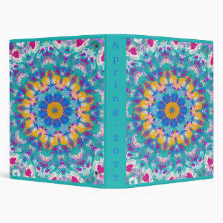 Pink, Blue and Yellow Mandala 3 Ring Binder