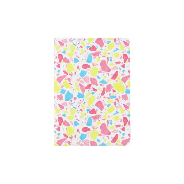 Pink, Blue and Yellow Terrazzo Pattern Passport Holder (Front)
