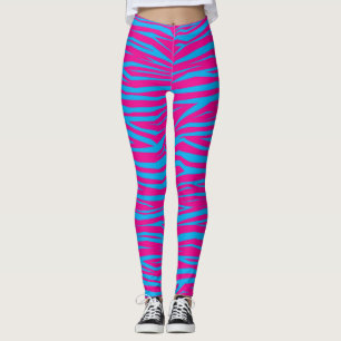 Pink Blue Animal Print Leggings