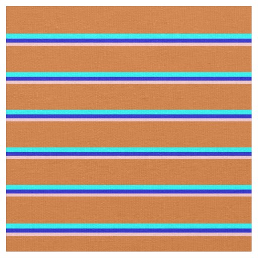 Pink, Blue, Aqua & Chocolate Colored Stripes Fabric