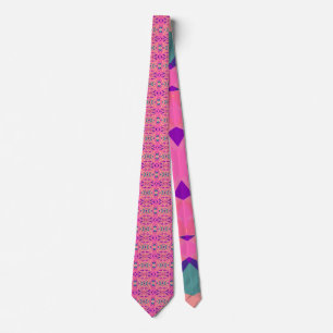 Pink Blue Art Deco Pattern Valentine’s Day Gift Neck Tie