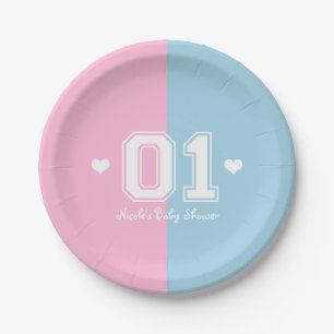 Pink & Blue Athletic 01 Sports Birthday Party Paper Plates
