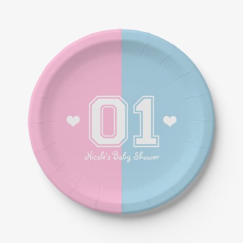Pink  Blue Athletic 01 Sports Birthday Party Paper Plates