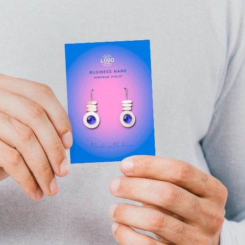 Pink Blue Aura Modern Earrings Display Card