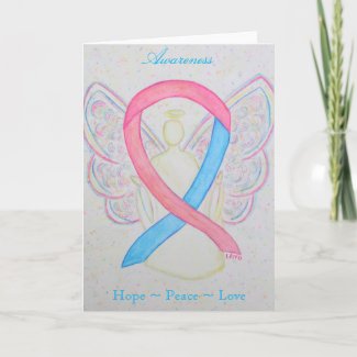 Pink & Blue Awareness Ribbon Angel Greeting Card