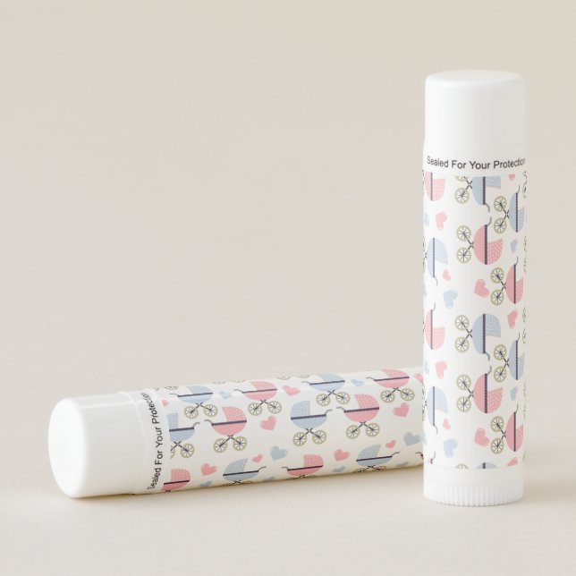 Pink & Blue baby carriages Lip Balm (Front)