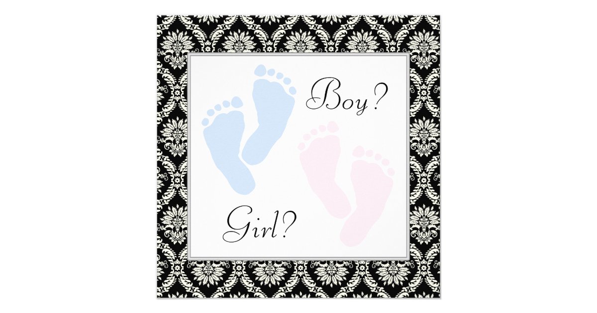 Pink Blue Baby Feet Footprint Gender Reveal Party Custom Invites