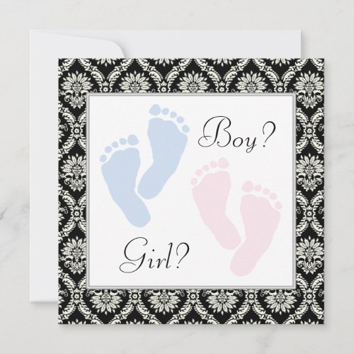 Pink Blue Baby Feet Gender Reveal Invitation