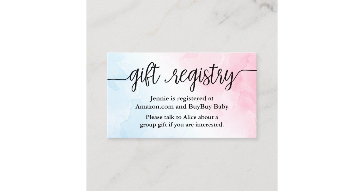 Pink Blue Baby Gift Registry Shower Insert Card Zazzle Com