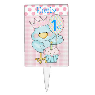 Pink & Blue Baby's First Birthday Cake Pick