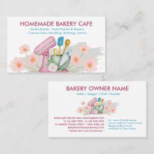 Pink & Blue Baking & Cooking Utensil Bakery Business Card