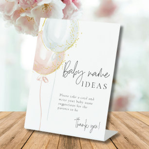 Pink & Blue Balloon Gender Reveal baby name ideas Pedestal Sign