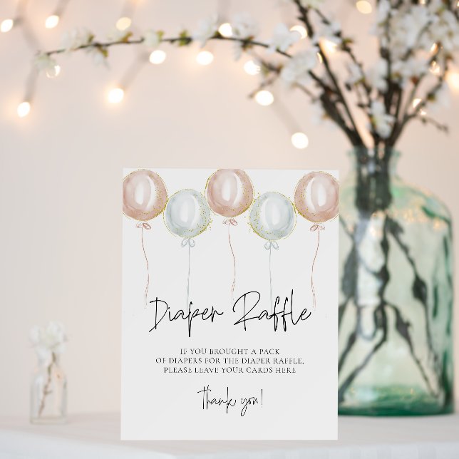 Pink & Blue Balloon Gender Reveal Diaper Raffle Foam Board (In Situ (Wedding))