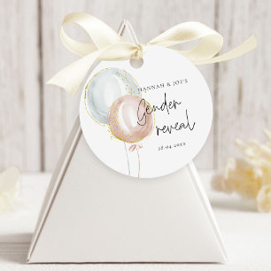 Pink & Blue Balloon Gender Reveal Favor Party Tags