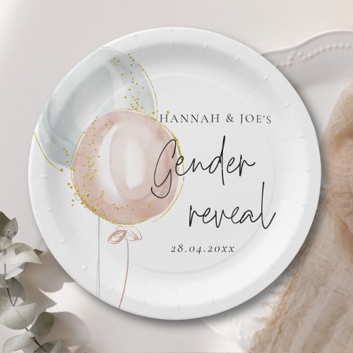 Pink  Blue Balloon Gender Reveal  Paper Plates