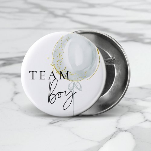 Pink  Blue Balloon Gender Reveal Team Boy Button