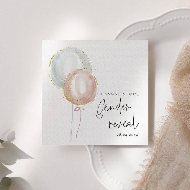Pink & Blue Balloon Gender Reveal Team Boy Napkins (Creator Uploaded)