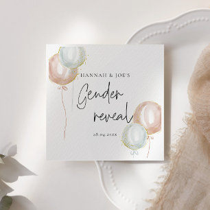 Pink & Blue Balloon Gender Reveal Team Boy Napkins