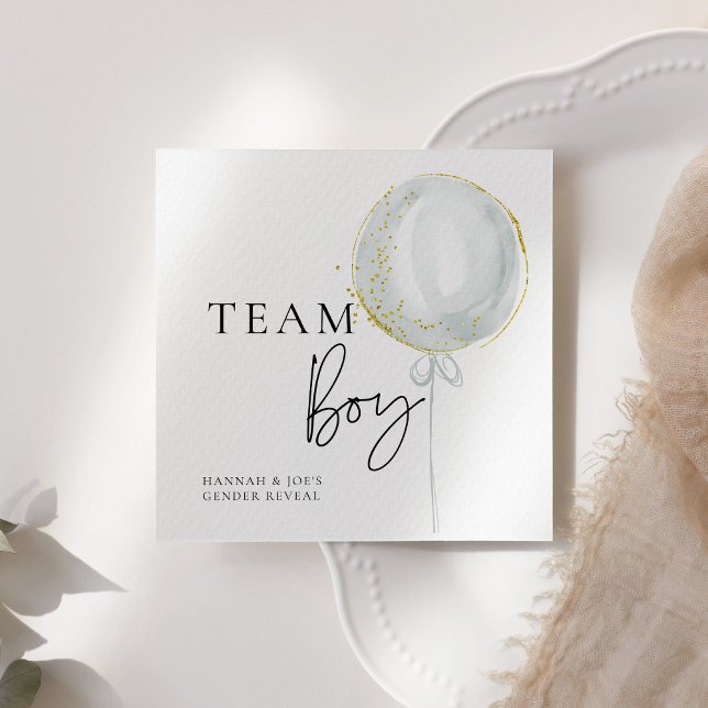 Pink & Blue Balloon Gender Reveal Team Boy Napkins (Creator Uploaded)