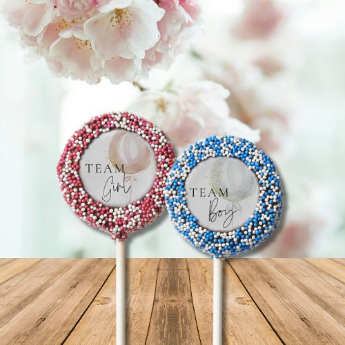 Pink  Blue Balloon Gender Reveal Team Girl Chocolate Covered Oreo Pop