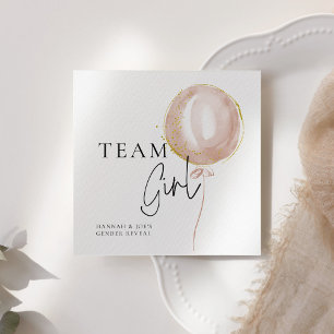 Pink & Blue Balloon Gender Reveal Team Girl Napkins