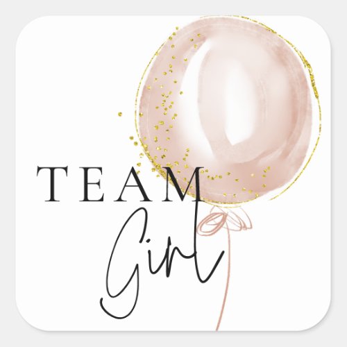 Pink  Blue Balloon Gender Reveal Team Girl Square Sticker