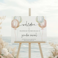 Pink & Blue Balloon Gender Reveal welcome sign