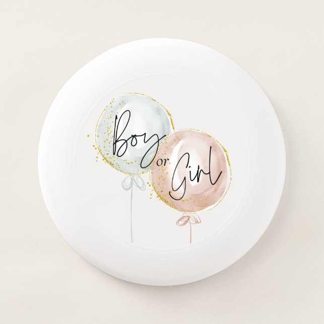 Pink & Blue Balloon Gender Reveal  Wham-O Frisbee (Front)