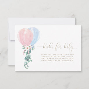 Pink Blue Balloons Books For Baby Request Card