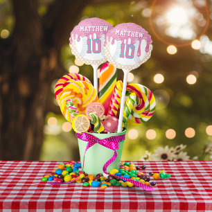 Pink & Blue Baseball Drip Balloon