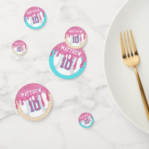Pink & Blue Baseball Drip Confetti