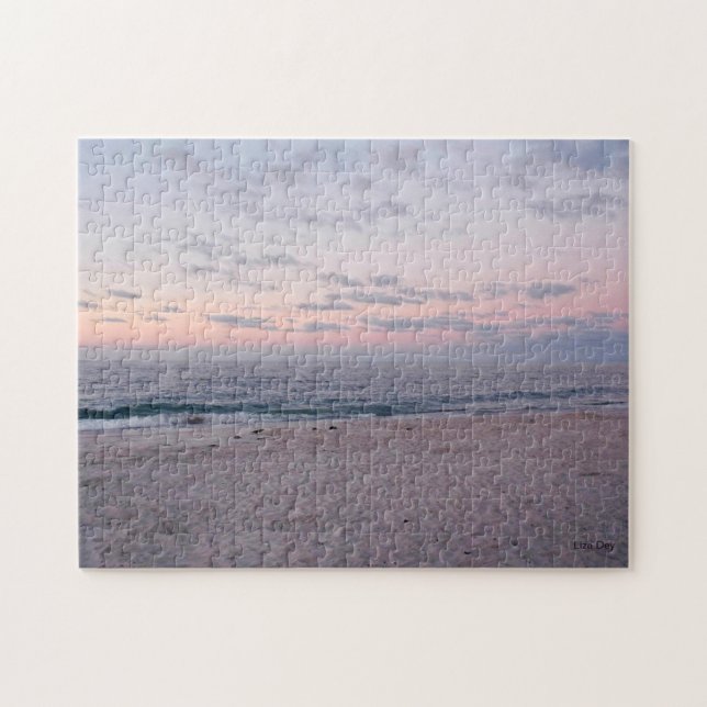 'Pink & Blue Beach at Dawn' Jigsaw Puzzle (Horizontal)