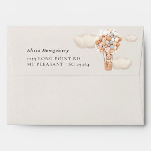 Pink & Blue Bear Balloons Baby Shower Envelope