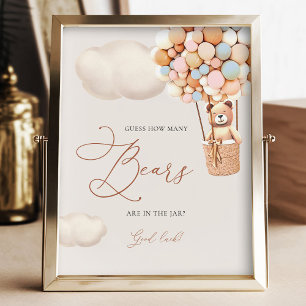 Pink Blue Bear Balloons Guess How Many Bears Sign