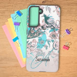 Pink Blue Bird and Floral Pattern Custom Monogram Samsung Galaxy S21 Case<br><div class="desc">This design features a pink and blue bird and floral pattern. The template text offers the opportunity for a name, monogram or both. Personalize the text fields, remove any or all text or edit using the design tool to select a font style, size, and color you like. You can also...</div>