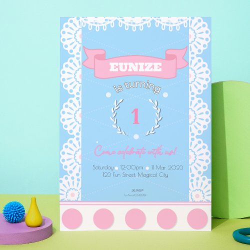 Pink Blue Birthday Invitation for Girls