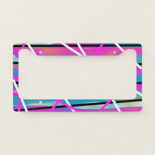 Pink Blue Black and White Personalized Customized License Plate Frame