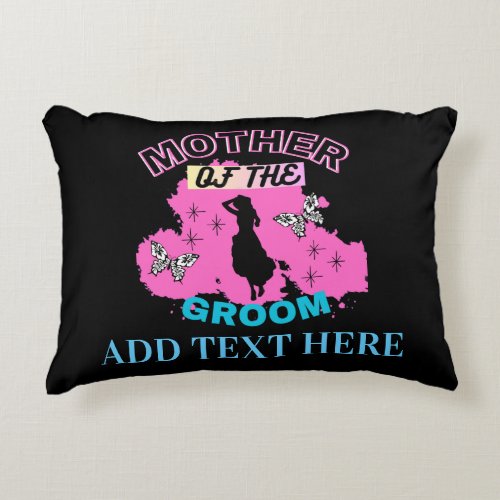 Pink Blue  Black Mother Mom Mommy Of The Groom Accent Pillow