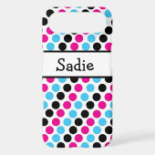 Pink, Blue, & Black Polka Dots with Name Plate Case-Mate iPhone Case (Back)
