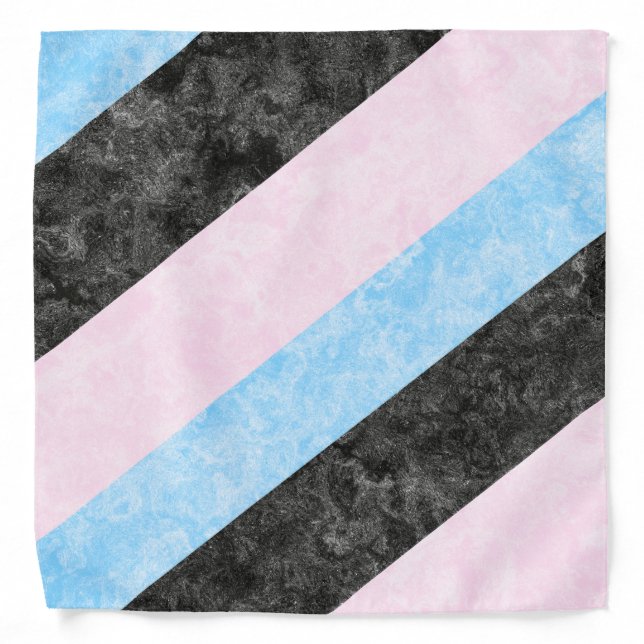 Pink Blue Black Stripes Bandana (Front)