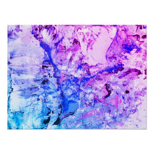 Pink Blue Black White Trendy Modern Abstract Art Poster