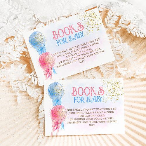 Pink Blue Books for Baby Gender Reveal Shower  Enclosure Card