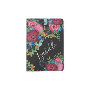 Pink & Blue Bouquets - Name Passport Holder