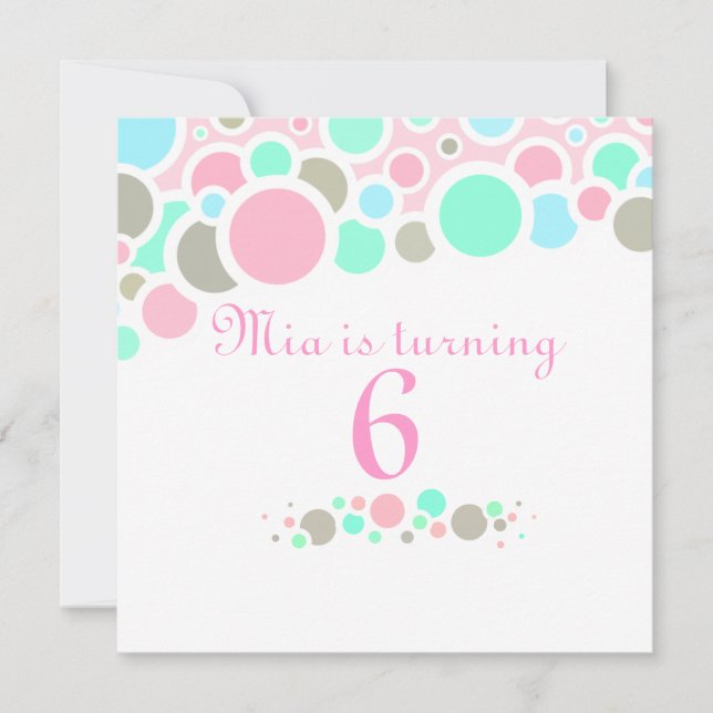 Pink & Blue Bubbles Birthday Invitation (Front)