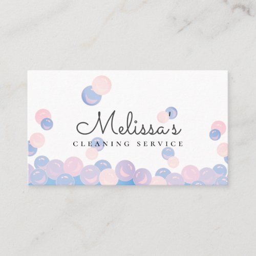 Pink  Blue Bubbles Home Cleaning Service Maid Business Card