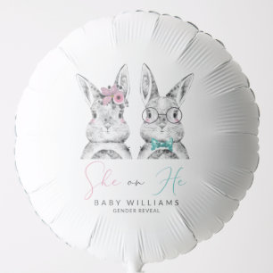 Pink Blue Bunnies Gender Reveal Balloon