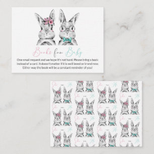 Pink Blue Bunnies Gender Reveal Books for Baby Enclosure Card
