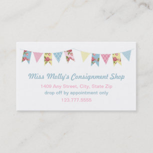 Pink & Blue Bunting Consignment Store / Daycare Business Card
