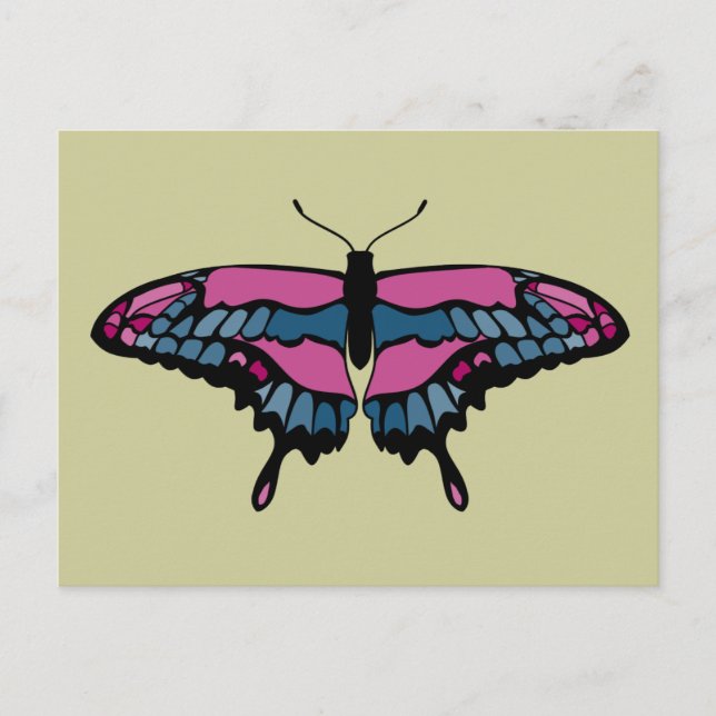 Pink & Blue Butterfly Postcard (Front)