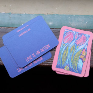 Pink Blue Butterfly Snail Tulips Spring Garden     Business Card